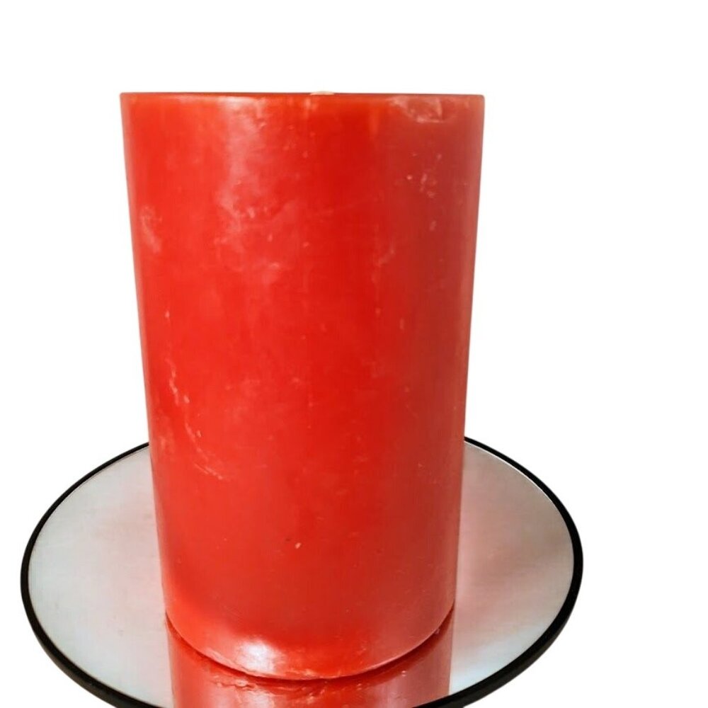 Extra Large Red Pillar Candle Solid Wax Rustic Decor